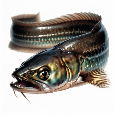 Coiled Wolf Fish Illustration