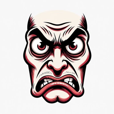 Angry Cartoon Man Face