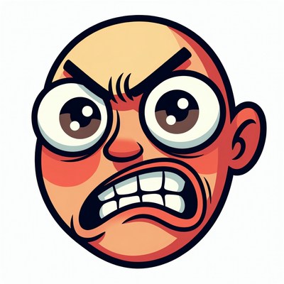 Angry Cartoon Bald Man Face
