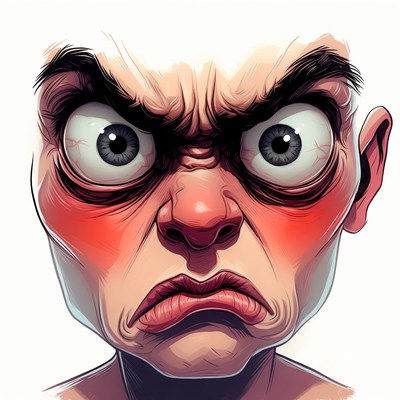 Angry Cartoon Man Face