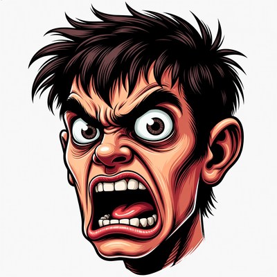 Angry cartoon man screaming