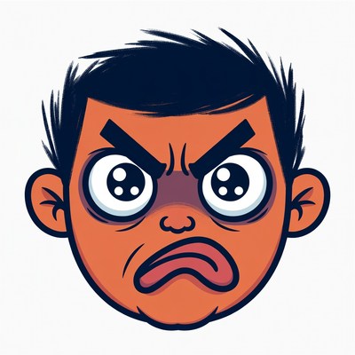 Angry cartoon boy face