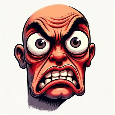 Angry bald man cartoon face