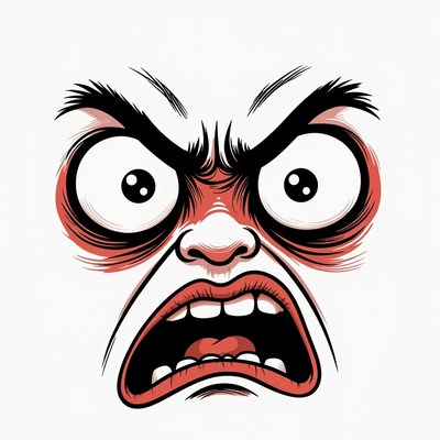 Angry Cartoon Face Screaming