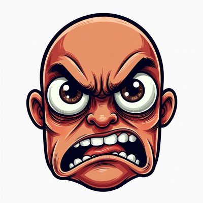 Angry bald man cartoon face
