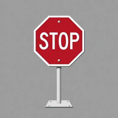 Red stop sign on pole