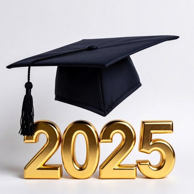Black Graduation Cap with 2025