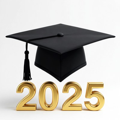 Black Graduation Cap with 2025
