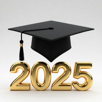 Black Graduation Cap Over 2025