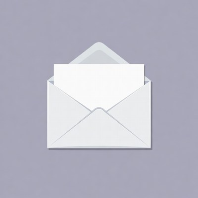 Open white envelope with blank paper