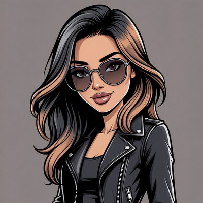 Woman in sunglasses and leather jacket