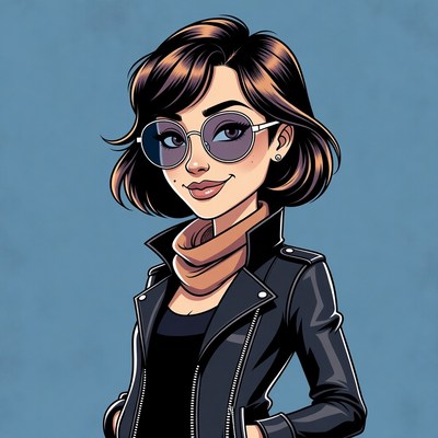 Woman in leather jacket and sunglasses