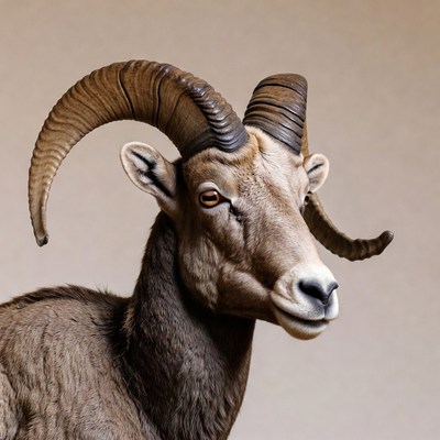 Bighorn Sheep with Large Curved Horns