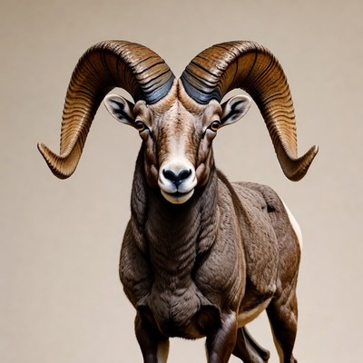 Bighorn Sheep with Large Curved Horns