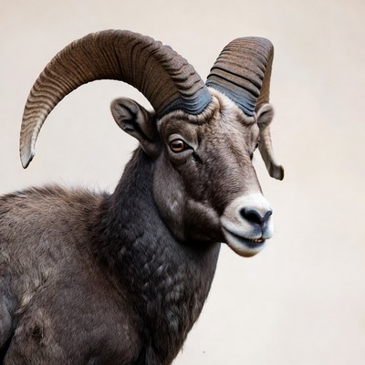 Bighorn Sheep with Large Curved Horns