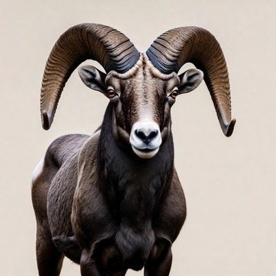 Bighorn Sheep with Large Curved Horns