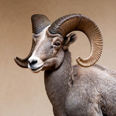 Bighorn Sheep with Curved Horns