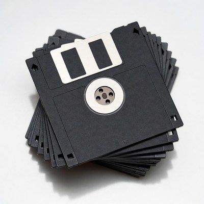 Stack of Black Floppy Disks
