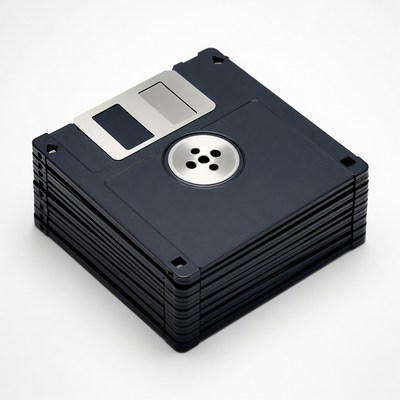 Stack of Black Floppy Disks