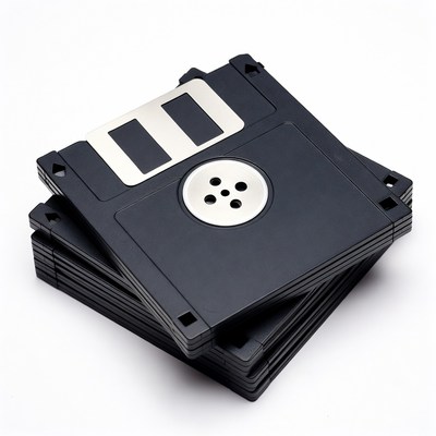 Stack of Black Floppy Disks