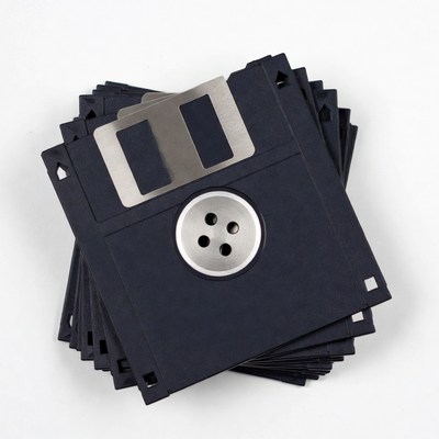 Stack of Black Floppy Disks
