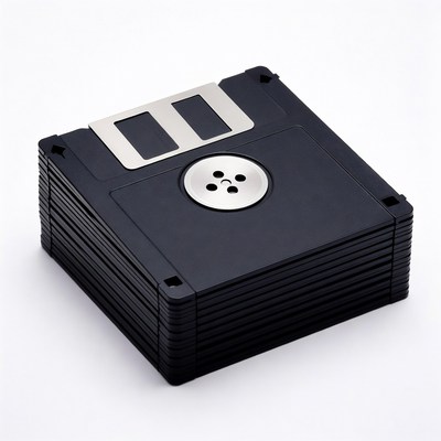 Stack of Black Floppy Disks