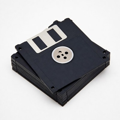 Stack of Black Floppy Disks