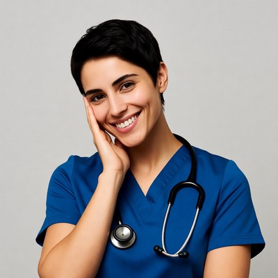Smiling nurse with stethoscope
