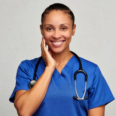 Smiling African-American nurse with stethoscope