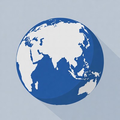 Blue Earth Globe Flat Illustration