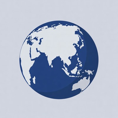 Asia continent on globe