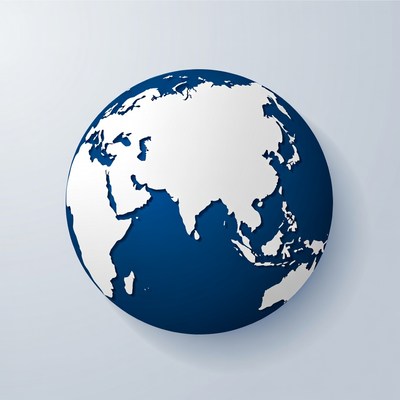 Blue Globe on Gray Background