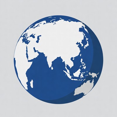 Blue Globe Earth on Gray Background