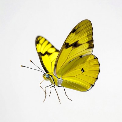 Yellow butterfly on white background