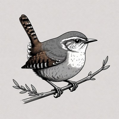 Wren perched on branch