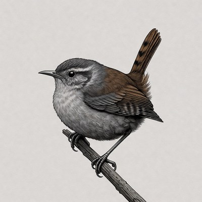 Bewick's Wren perched on branch
