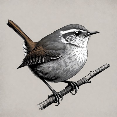 Wren perched on branch