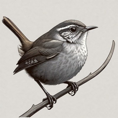 Bewick's Wren perched on branch