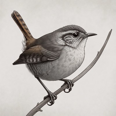 Bewick's Wren perched on branch