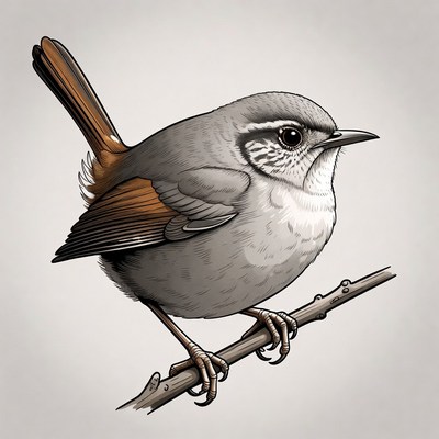 Bewick's Wren perched on branch