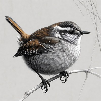 Wren perched on branch