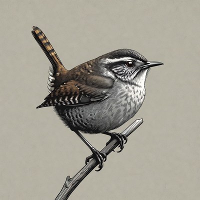 Wren perched on branch