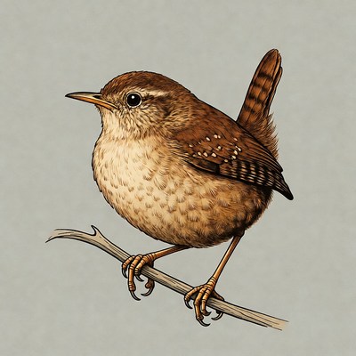 Wren perched on branch