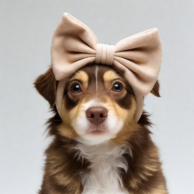 Australian Shepherd puppy with big bow