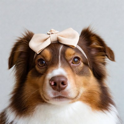 Australian Shepherd wearing bow