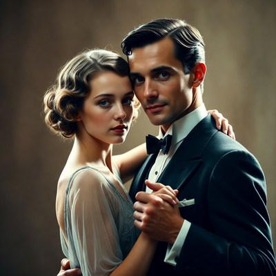 1920s Couple Dancing in Formal Attire