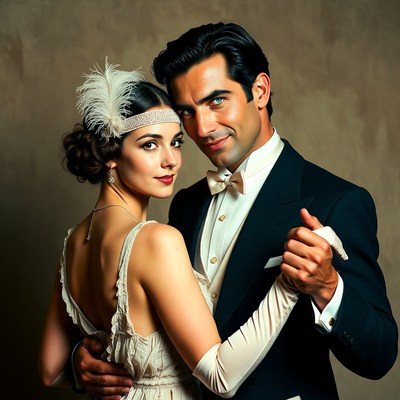 1920s Couple Dancing in Formal Attire