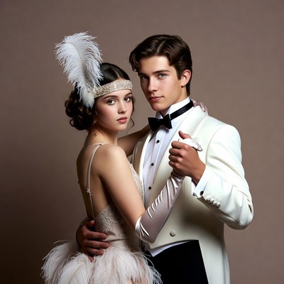 1920s Couple Dancing in Formal Attire