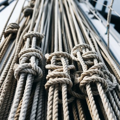 Ropes and Knots on Sailing Ship