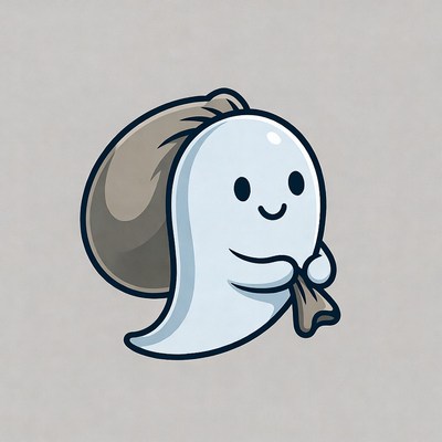 Cute ghost carrying sack